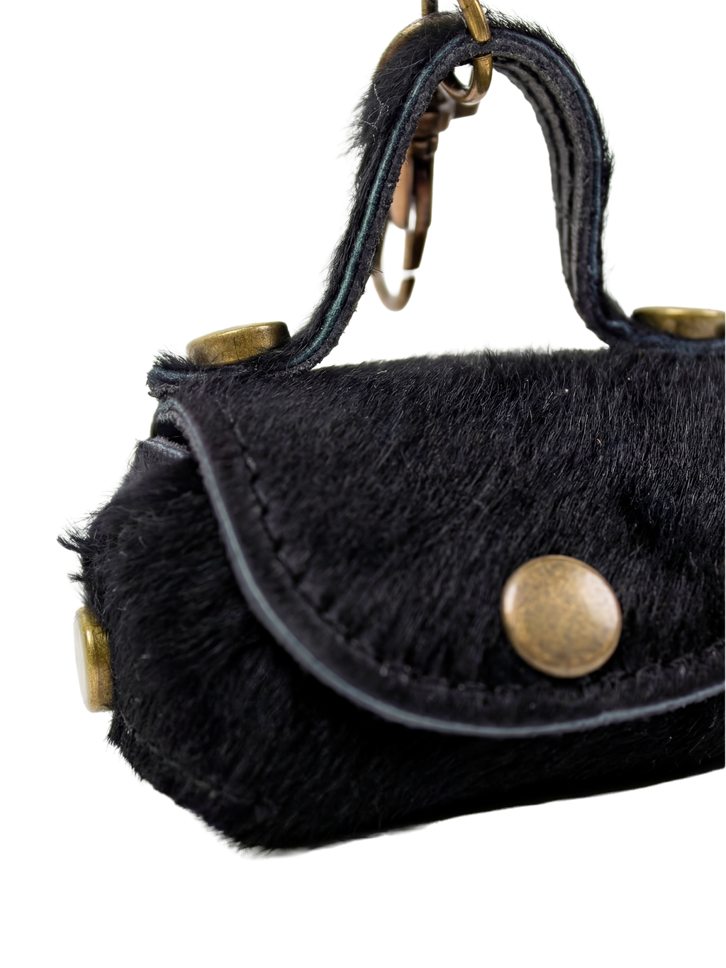 MiniBag in vera pelle fatta a mano con moschettone – portacuffie, portamonete e accessorio multifunzione