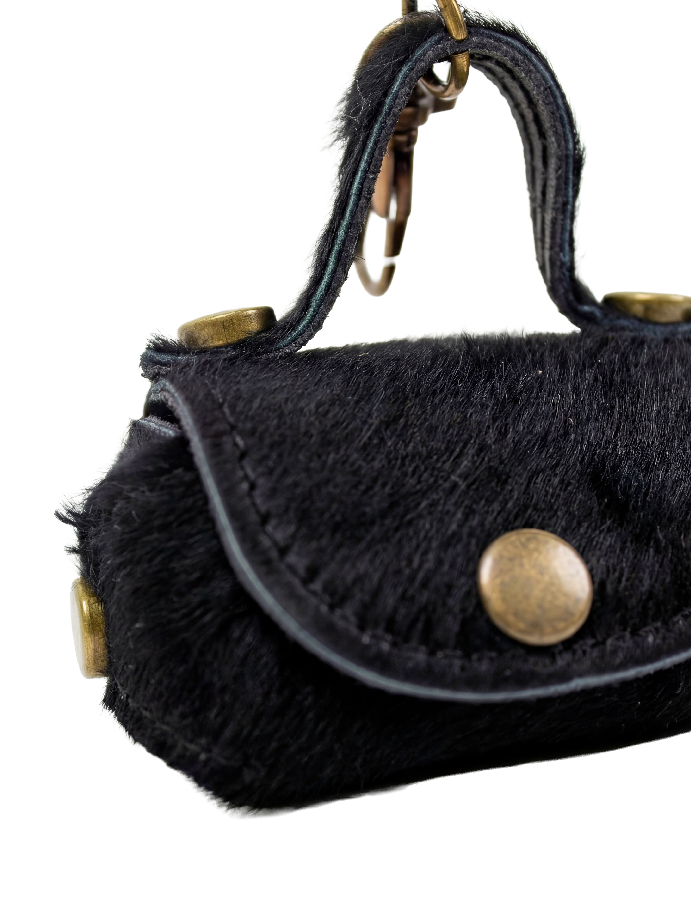 MiniBag in vera pelle fatta a mano con moschettone – portacuffie, portamonete e accessorio multifunzione