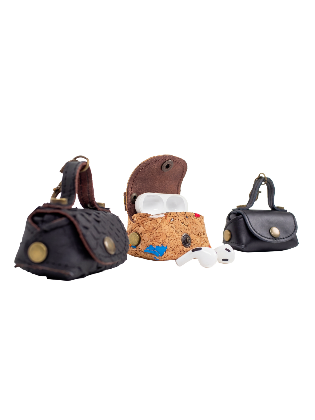 MiniBag in vera pelle fatta a mano con moschettone – portacuffie, portamonete e accessorio multifunzione