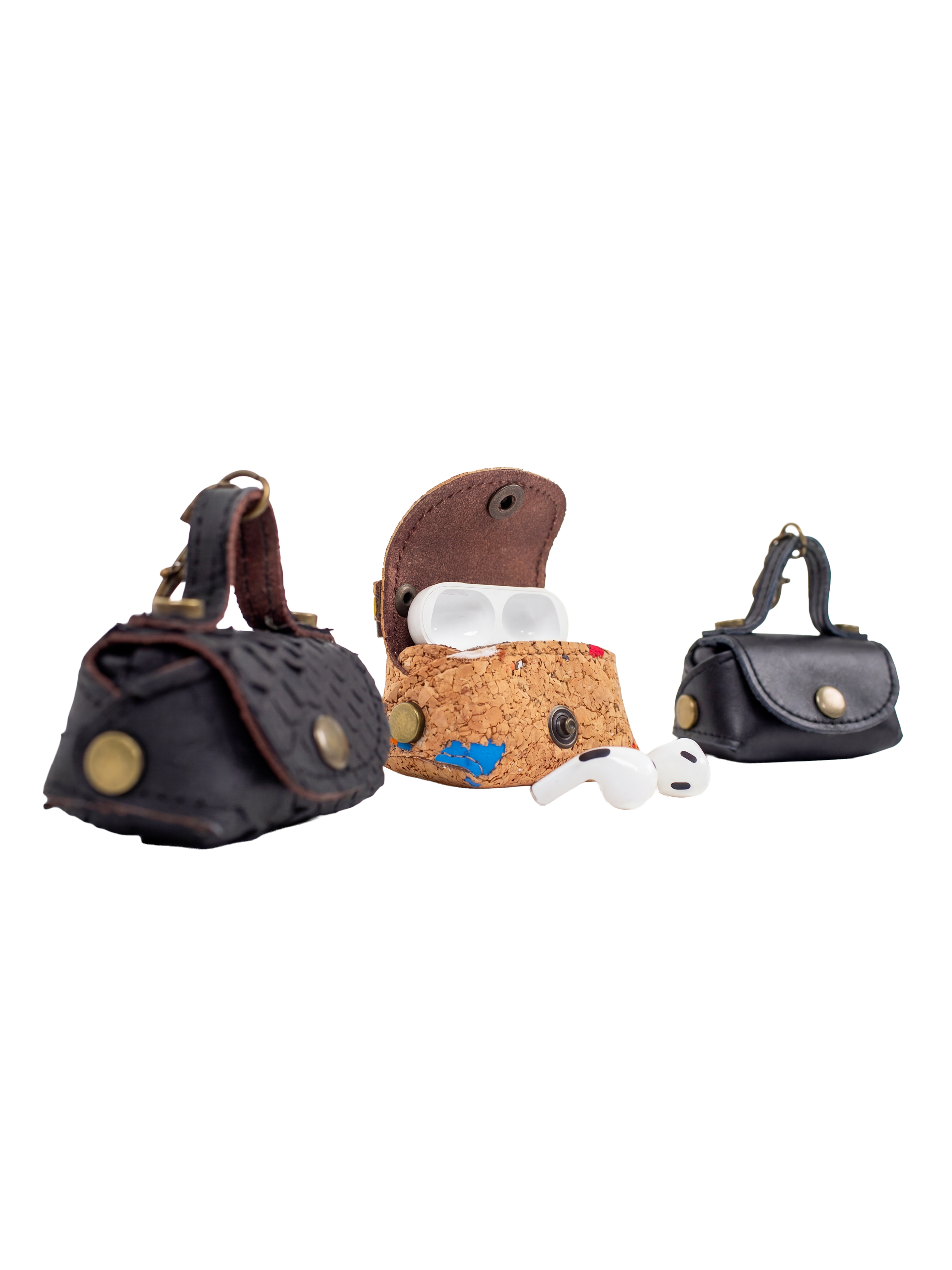 MiniBag in vera pelle fatta a mano con moschettone – portacuffie, portamonete e accessorio multifunzione